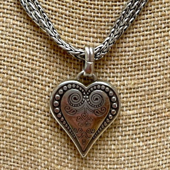 Brighton Jewelry - Brighton vintage heart necklace, silver tone, adjustable 16-17”